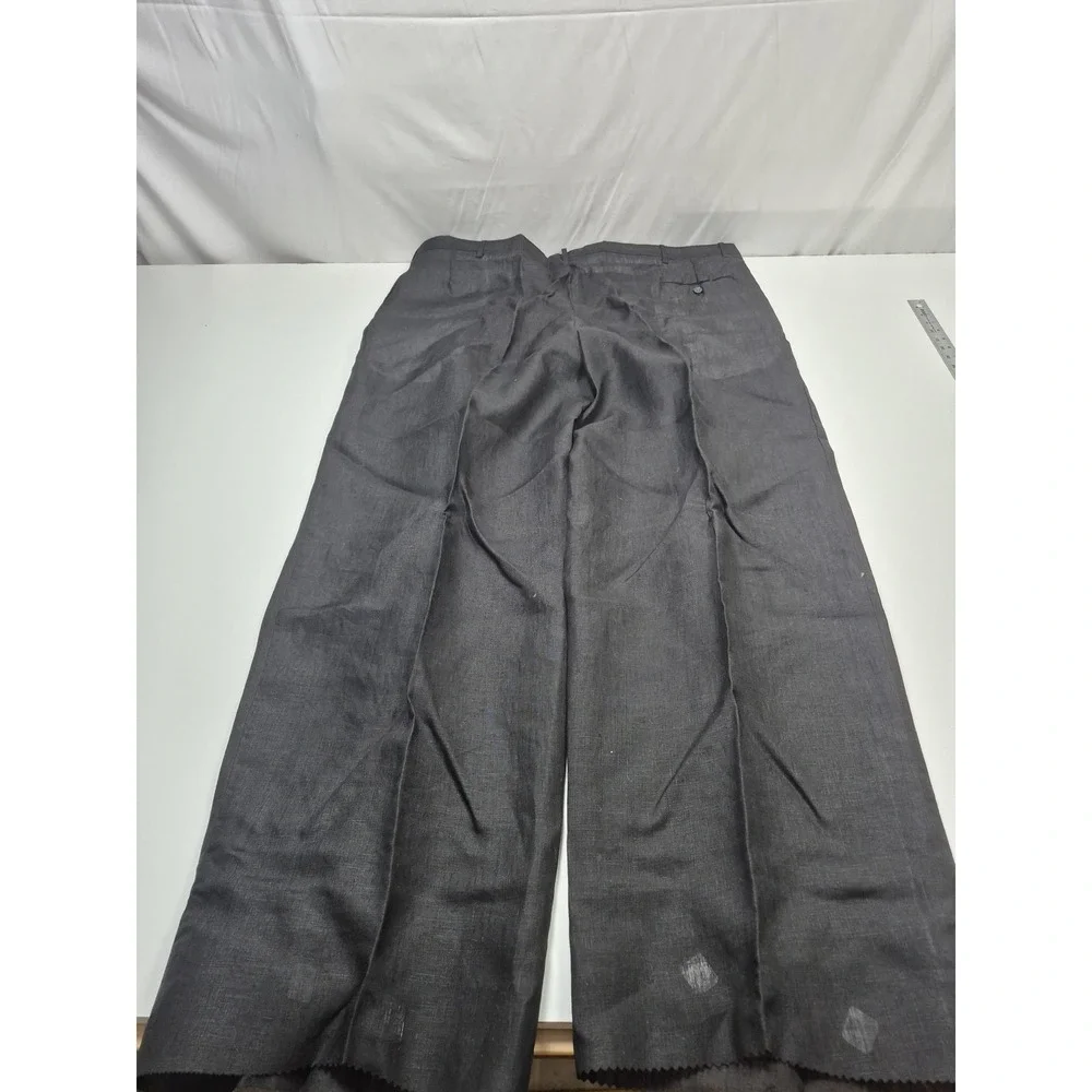 VTG Millena Suit Mens 4XL Black 100% Linen 2 Piece 49x36 Big Tall USA Summer